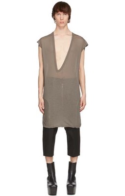 Rick Owens Grey Dylan Sleeveless T-Shirt