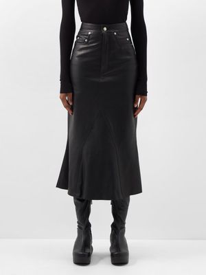 Rick Owens - High-rise Leather Godet Skirt - Womens - Black