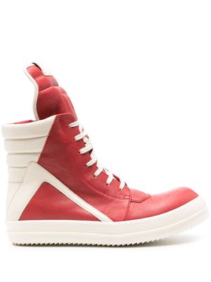 Rick Owens high-top leather sneakers - Red