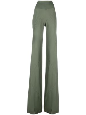 Rick Owens high-waist flared long trousers - Green