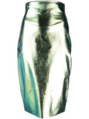 Rick Owens high-waist iridescent pencil skirt - Green