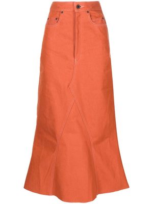 Rick Owens high-waisted denim midi skirt - Orange