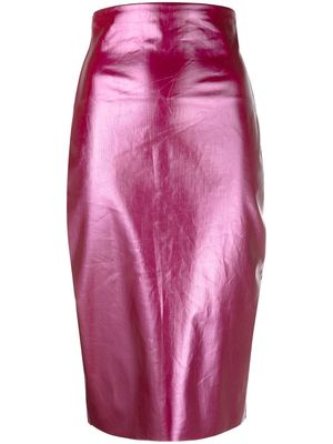 Rick Owens high-waisted wax-coated midi skirt - Pink