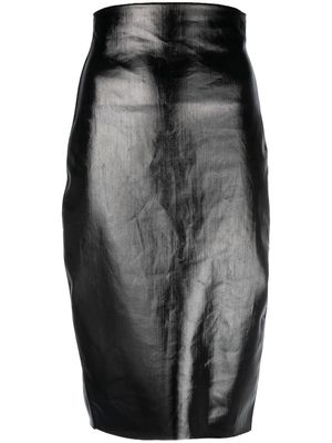 Rick Owens high-waisted wax-coated skirt - Black