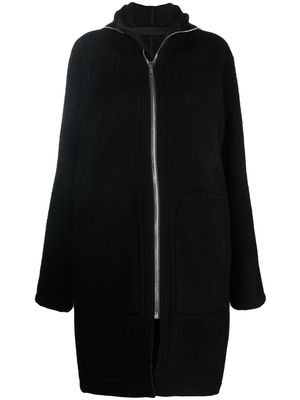 Rick Owens hooded zipped-up coat - Black