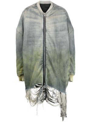 Rick Owens Jumbo Peter raw-edge bomber jacket - Blue