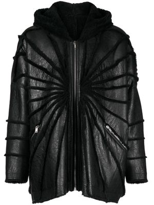 Rick Owens Jumbo shearling-trim hooded jacket - Black