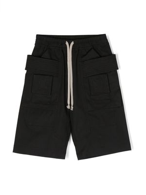 Rick Owens Kids drawstring drop-crotch cotton shorts - Black