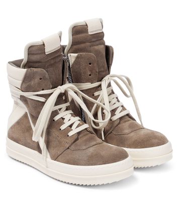 Rick Owens Kids Geobasket suede and leather high-top sneakers