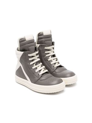 Rick Owens Kids Geobaskets leather sneakers - Grey