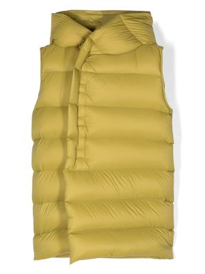 Rick Owens Kids off-centre hooded padded gilet - Green