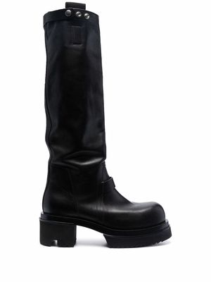 Rick Owens knee-high leather boots - Black