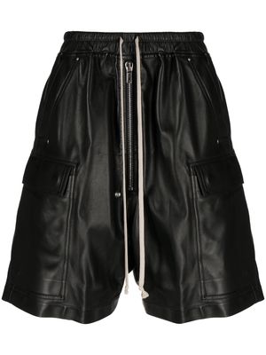 Rick Owens knee-length leather cargo shorts - Black