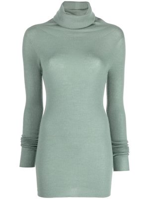 Rick Owens knitted line roll neck jumper - Green