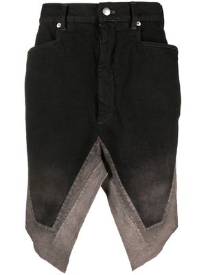 Rick Owens layered-effect denim skirt - Black