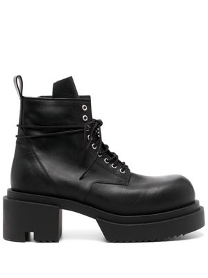 Rick Owens leather Combat boots - 09 BLACK