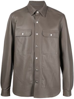 Rick Owens leather shirt jacket - Grey