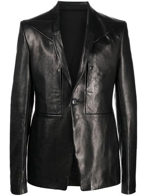 Rick Owens leather single-breasted blazer - Black