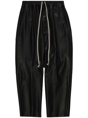 Rick Owens leather tapered cropped trousers - Black