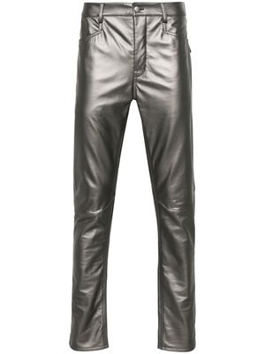 Rick Owens leather tapered trousers - Silver