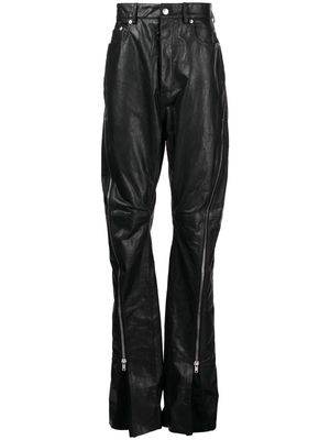 Rick Owens leather wide-leg trousers - Black
