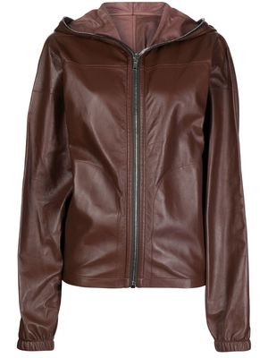 Rick Owens leather windbreaker jacket - Brown