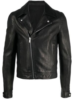 Rick Owens leather zip-up biker jacket - Black