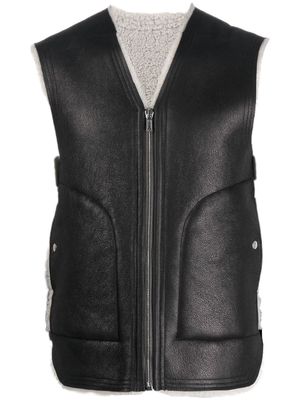 Rick Owens leather zip waistcoat jacket - Black