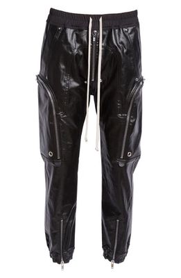 Rick Owens Lido Bauhaus Coated Stretch Denim Cargo Pants in Black