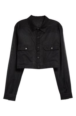 Rick Owens Lido Crop Long Sleeve Cotton Shirt in Black