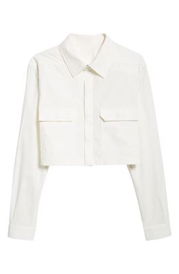 Rick Owens Lido Crop Long Sleeve Cotton Shirt in Milk