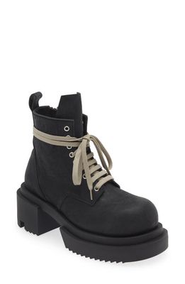 Rick Owens Lido Laced Combat Boot in Black