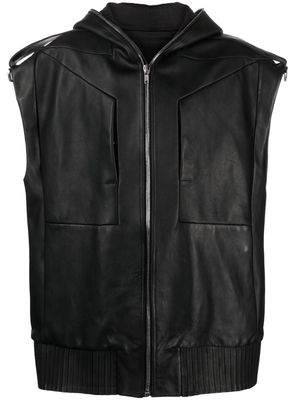 Rick Owens Lido sleeveless hooded leather jacket - Black