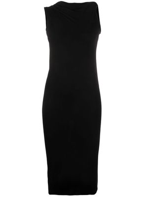 Rick Owens Lilies asymmetric draped-open back midi dress - Black