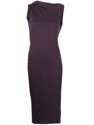 Rick Owens Lilies asymmetric draped-open back midi dress - Purple