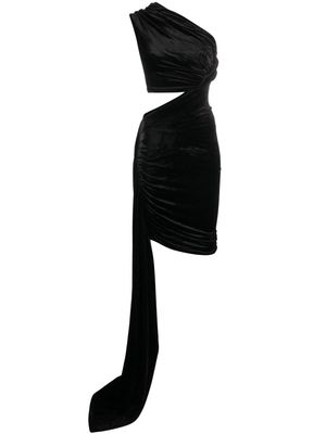 Rick Owens Lilies draped-detail velvet midi dress - Black