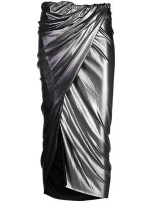 Rick Owens Lilies ombré-effect draped midi skirt - Grey