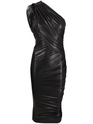 Rick Owens Lilies one-shoulder draped midi dress - Black