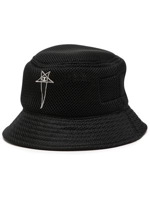 Rick Owens logo-embroidered mesh bucket hat - Black