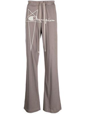 Rick Owens logo-print cotton pants - Brown