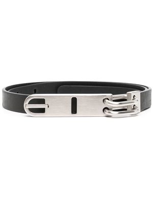 Rick Owens long-buckle leather belt - Black