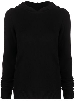 Rick Owens long-sleeved knitted hoodie - Black