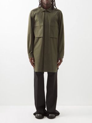 Rick Owens - Longline Cotton-blend Poplin Shirt - Mens - Green