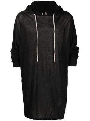 Rick Owens longline organic cotton hoodie - Black