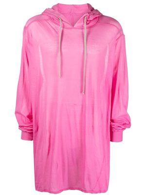 Rick Owens longline organic cotton hoodie - Pink