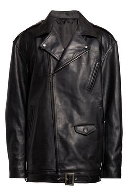 Rick Owens Luke Stooges Leather Moto Jacket in Black