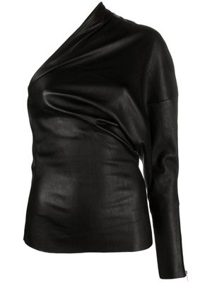 Rick Owens Luxor one-shoulder leather top - Black