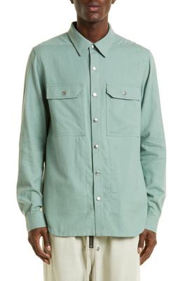Rick Owens Men's Organic Cotton Flannel Overshirt in Aqua