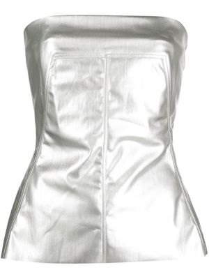 Rick Owens metallic-effect strapless top - Silver