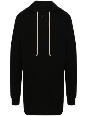 Rick Owens mid-length organic-cotton hoodie - Black